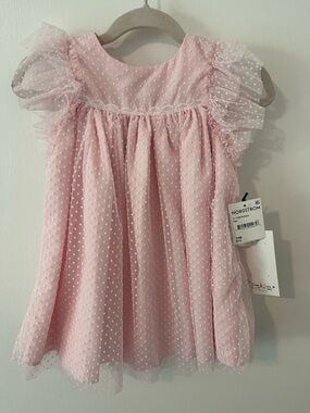 NWT Pippa & Julie Mesh Dot Float Dress Pink 18M